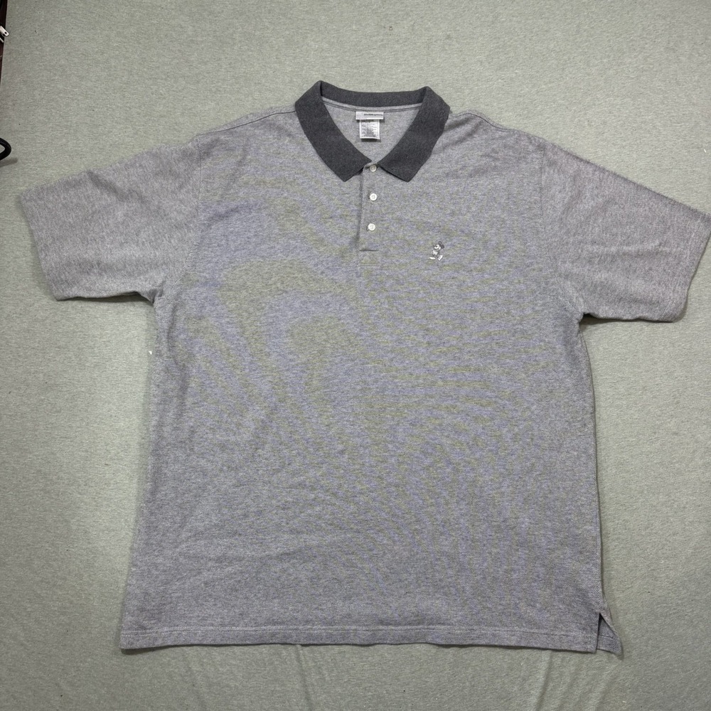 Walt Disney World Mickey Mouse Polo 3XL Gray Y2K Golf Shirt Embroidered Cotton